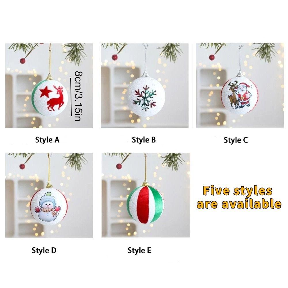 3PCS/SET Flocked Christmas Tree Ornament Snowman/Santa Claus/Elk Cartoon Christmas Hanging Ball Shimmer Colorful