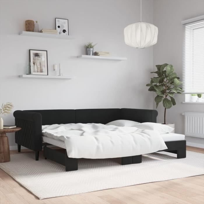 VidaXL Daybed with Trundle Bed Black 90x190 Cm Velvet 3197786