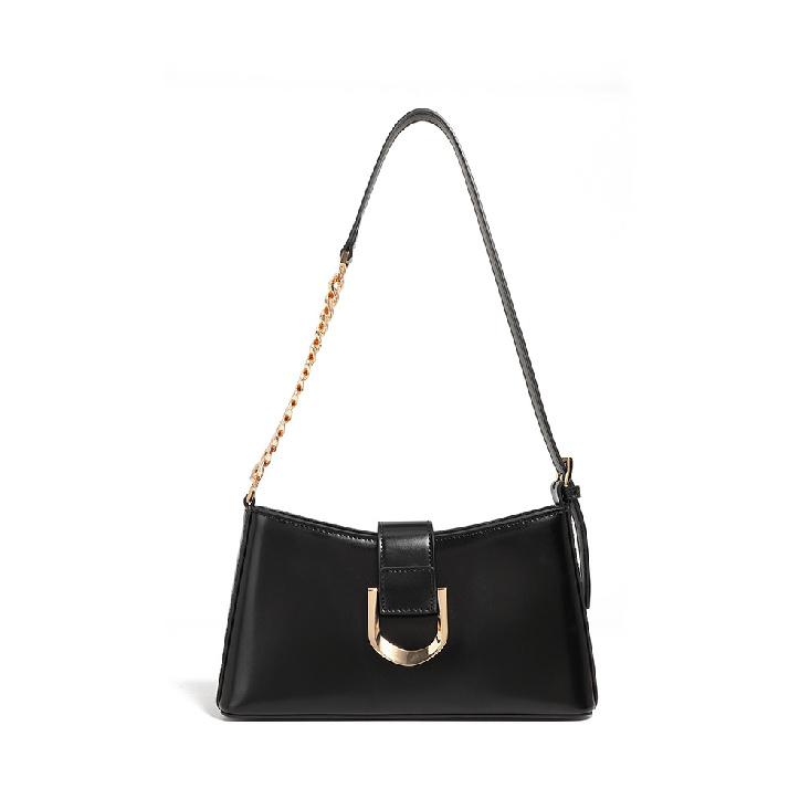 High-end Commuter Underarm Women s Bag Versatile Fashion Single Shoulder Cowhide Baguette Crossbody Bag чёрный