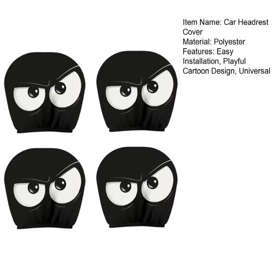 4Pcs Funny Car Headrest Covers Universal Auto Seat Head Rest Protector