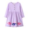 2025 Spring Embroidered Dinosaur Long Sleeve Dress for Girls - European & American Style