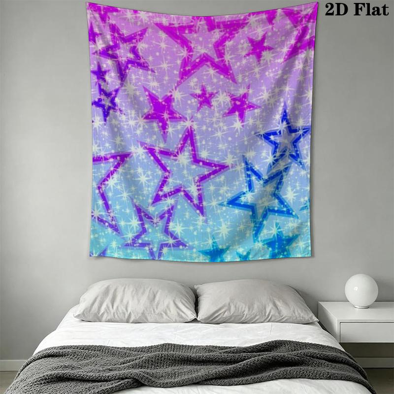 Colorful Pentagram Wall Tapestry Aesthetic Wall Hanging Printed Fabric Blanket Decorative Tapestries for Bedroom Living Room Home Decor