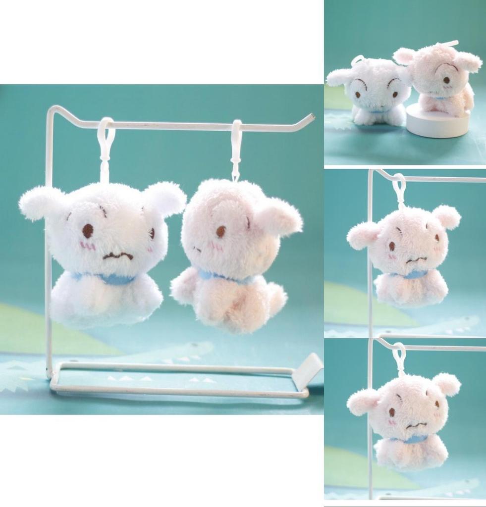 Cute Dog Plush Toy Keychain Bag Charm Pendant White/pink 12cm Height