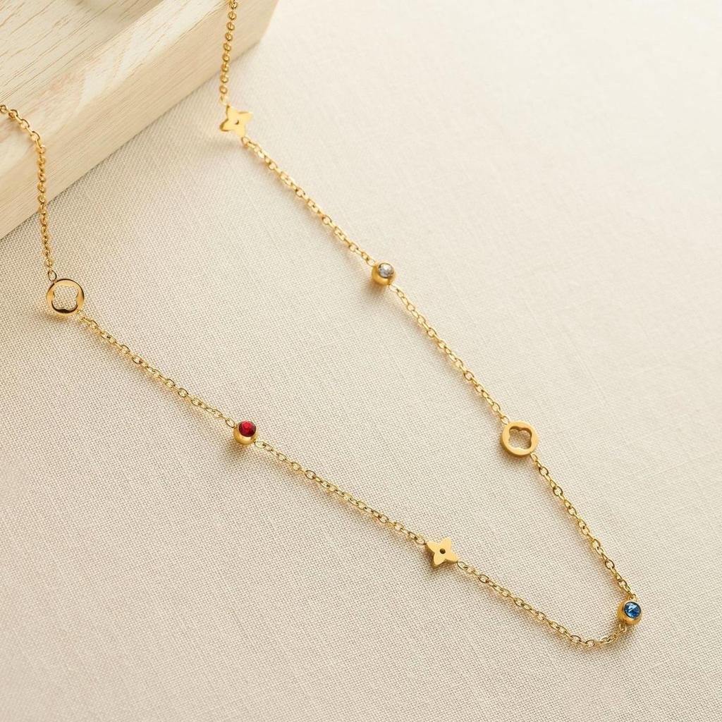 High-End Four-Leaf Clover Titanium Steel Necklace - Elegant, Fade-Resistant Clavicle Chain for Women