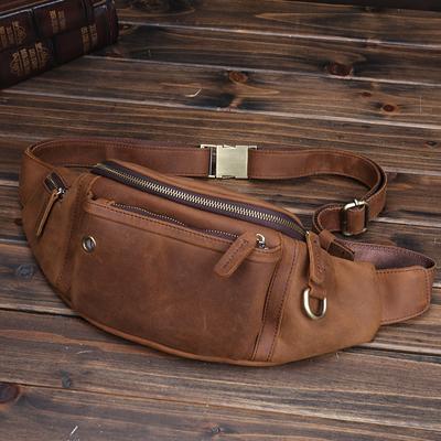 Neue Crazy Horse Skin Herren-Stirnband aus Rindsleder, Telefon-Gürteltasche, große Kapazität, Sport-Oblique-Straddle-Brusttasche, Herren-Gürteltasche aus echtem Leder