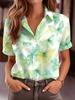Women's Spring Summer Lapel Shirt, Elegant Golden Transparent Butterfly Allover Print Casual Tops for Daily Holiday Outfit