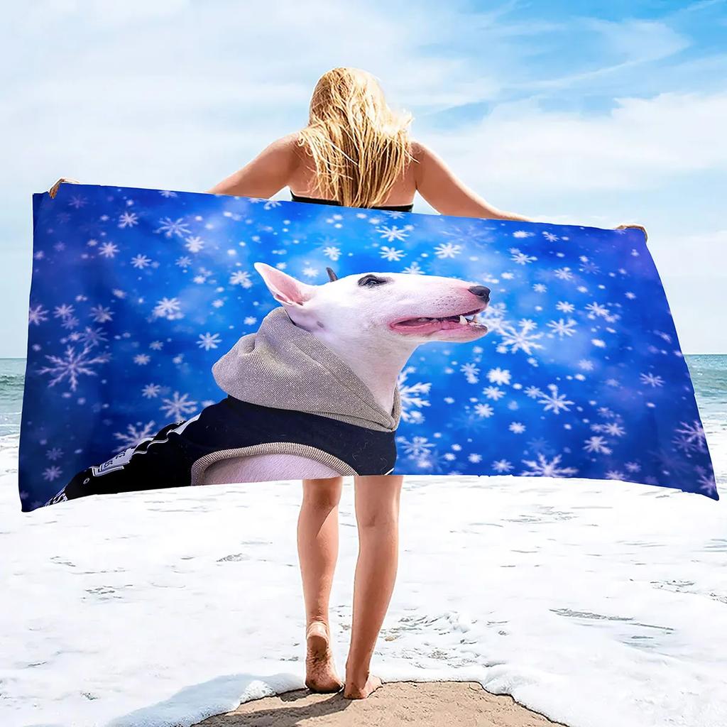 Bull Terrier Print Large Beach Towel for Bath Travel Outdoors Lightweight Soft Towels Super Absorbent Sandproof Quick Dry Towel
