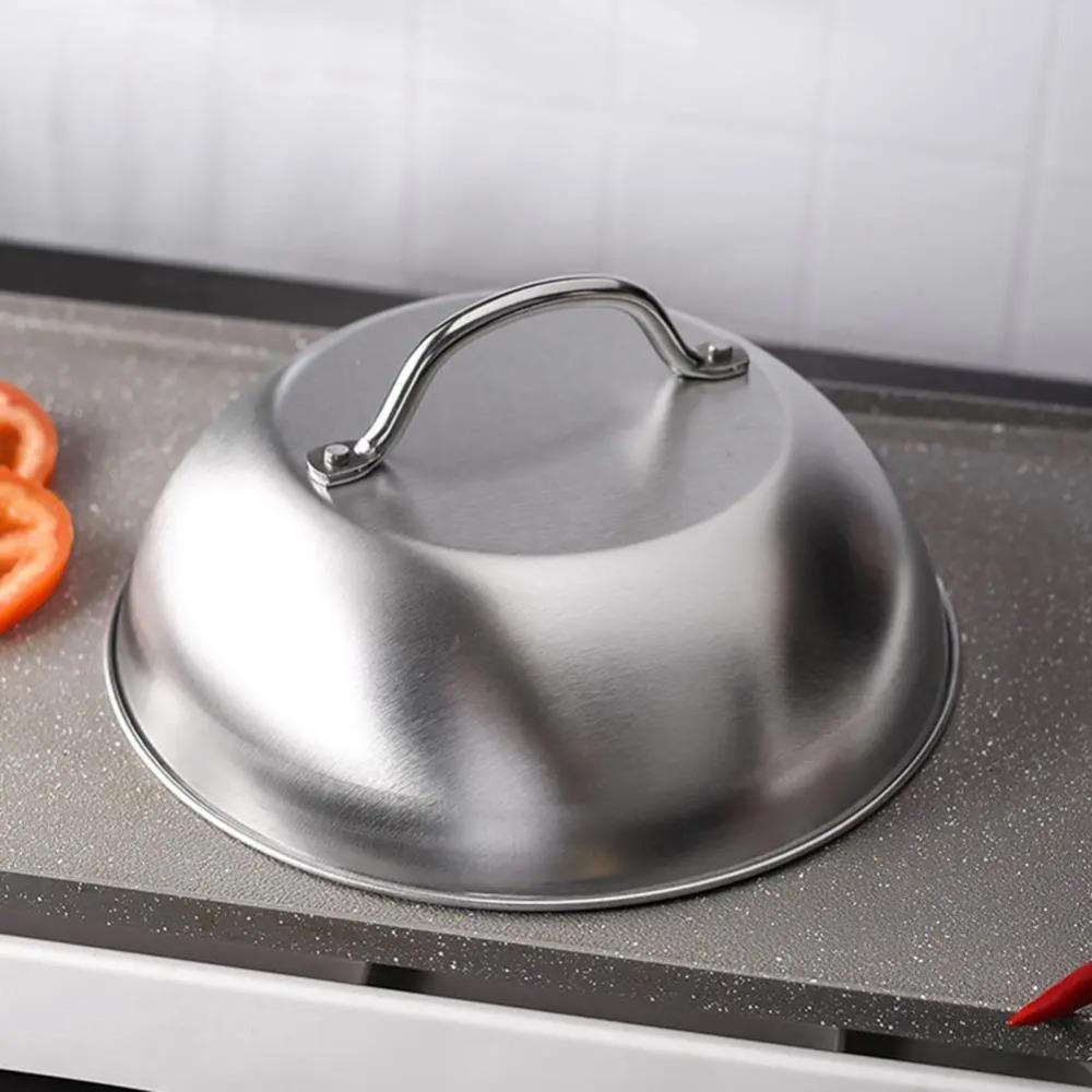 With Handle Stainless Steel Steak Cover Lid Round Meal Food Cover Cheese Melting Dome  Home
