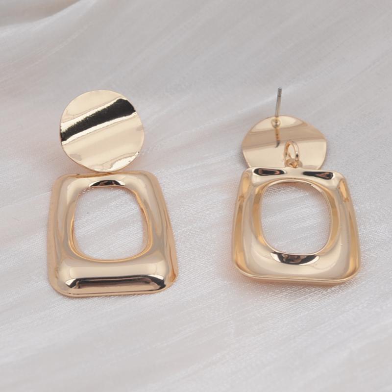Retro Statement Drop Earrings for Women Hollow Out Square Round Dangle Earrings European Geometry Party Jewelry