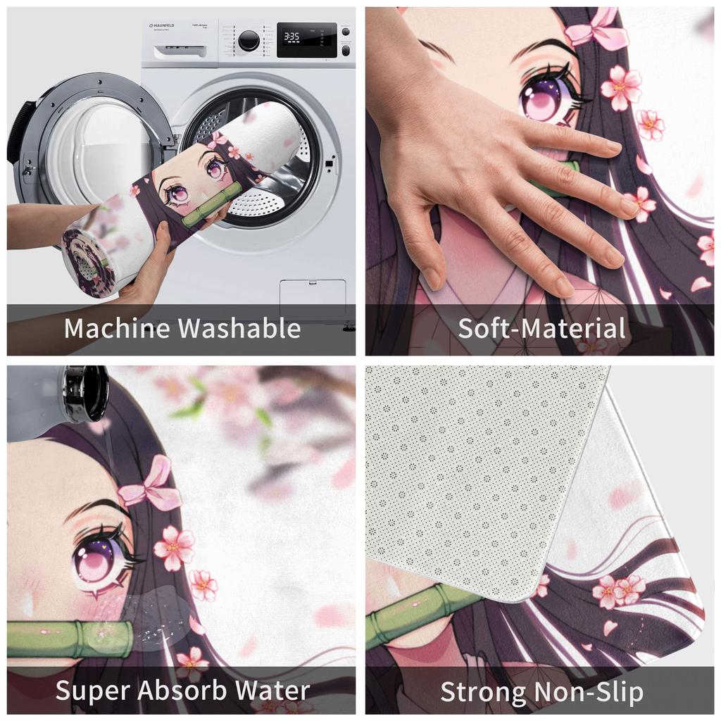 Demon Slayer Anime Manga Doormat Non-Slip Entrance Kitchen Bath Floor Door Mat Kimetsu No Yaiba Nezuko Garden Rug Carpet Footpad