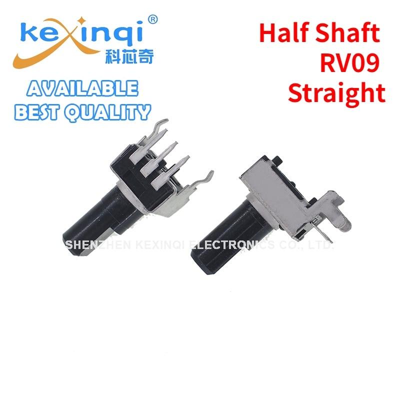 

Половина вала RV09, 10 шт., длинный вал, вертикальный прямой штифт, изогнутый штифт, горизонтальный тип B10K 50K, потенциометр громкости звука D, вал WH09