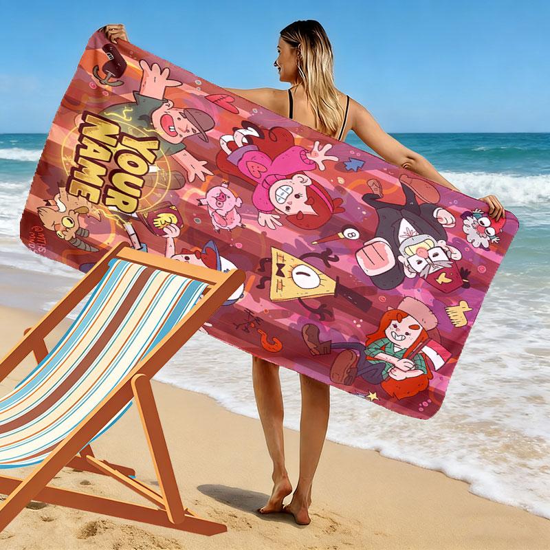 Custom Gravity Falls  Print Beach Towel, Large Soft Quick Dry Towel for Beach Camping Swimming