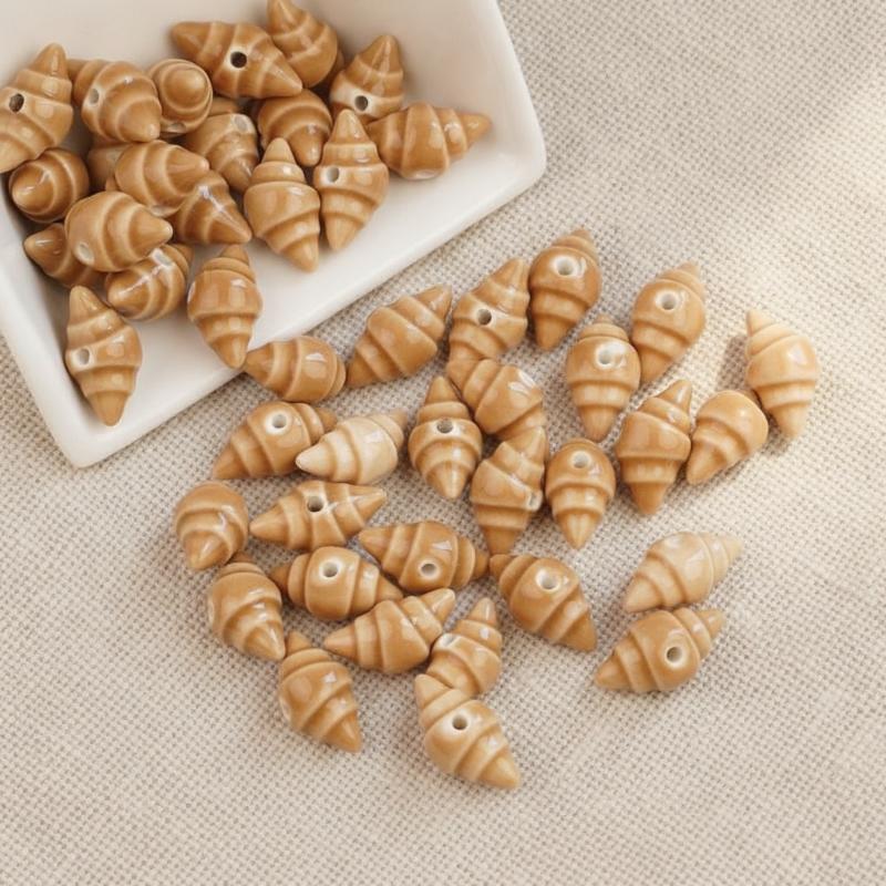 4/8Pcs 20Mm Brown Croissant Ceramic Beads French Bakery Charm For Boho Jewelry Necklace Bracelet Making Supplies Gift