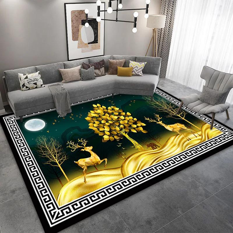 Peacock 3D Printing Carpet Living Room Coffee Table Floor Mat Bedroom Bedside Mats Corridor Anti-slip Decorative Rug Floor Mat