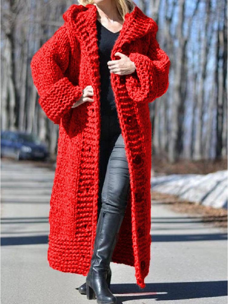 Women's 2025 Winter Hooded Knit Cardigan Sweater Coat