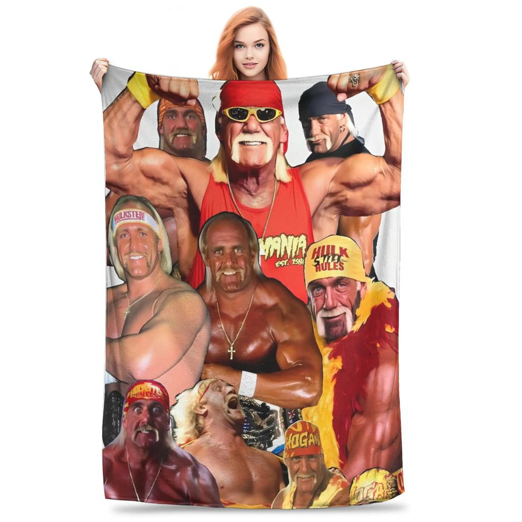 Hulk Hogan Wrestling Legend Plush Throw Blanket for Kids Soft Flannel Bedding Custom Quality Gift