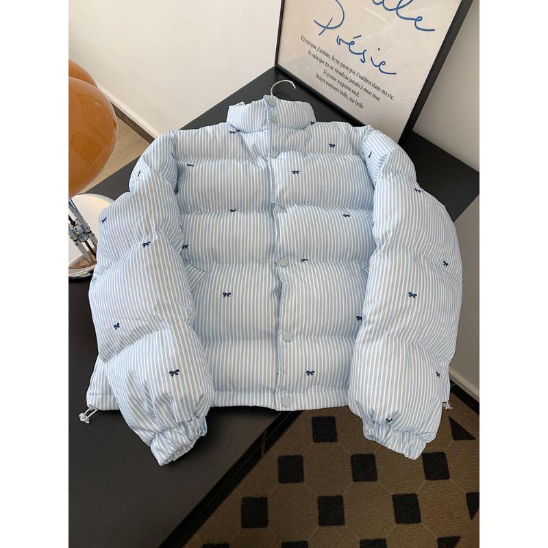 

Короткая куртка женская дизайн в синюю полоску уникальная куртка-хлеб с хлопковой курткой L синий