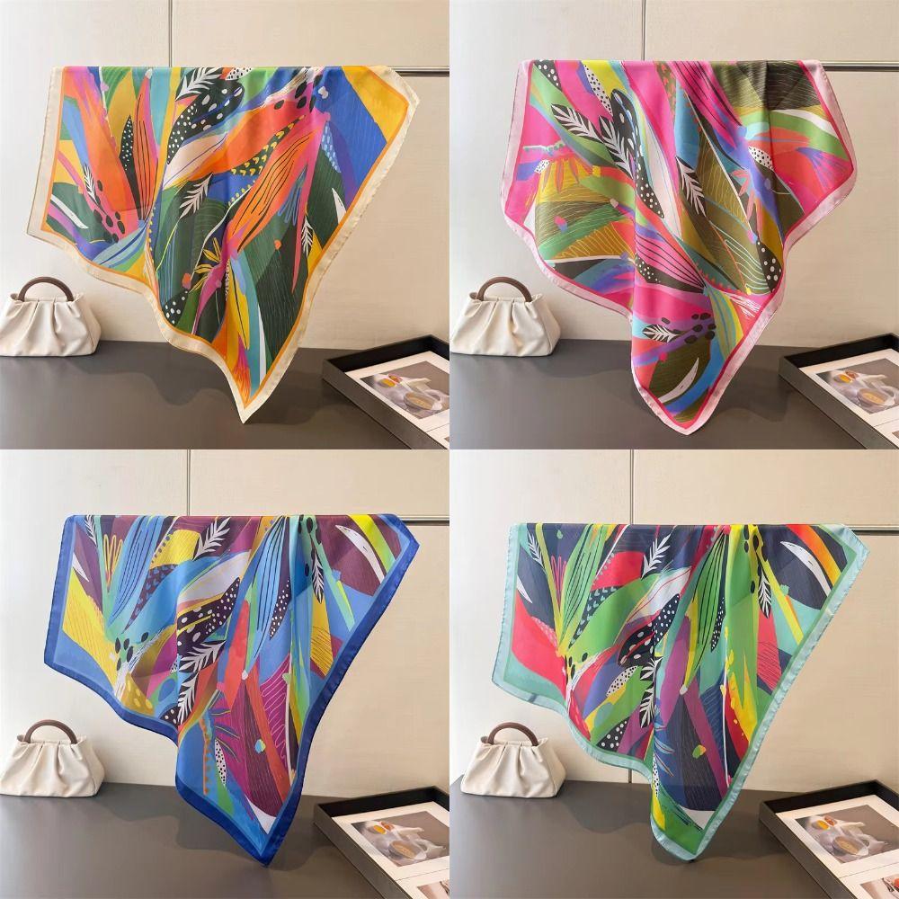 Printed Design Printed Square Scarf Breathable Neckerchief Fashion Beach Shawl For Women