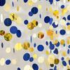 46 Ft Navy Blue and Gold Circle Dots Garland Royal Blue Hanging Paper Polka Dot Streamer for Birthday Wedding Bridal Baby Shower Graduations Nautical