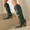 Western Boots Pointed Snake Tall Knight Boots Thick High Heel Boots 40-48 Large Size Boots