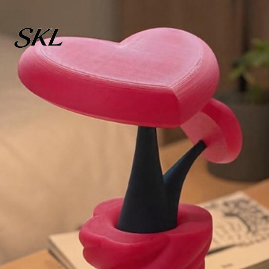 Romantic Love Flower Sculpture 3D Printed Heart-Shaped Vase, with Spiral Base, Detachable Plug-in Eye-catching Colorful Ornament Desktop Decor, Modern