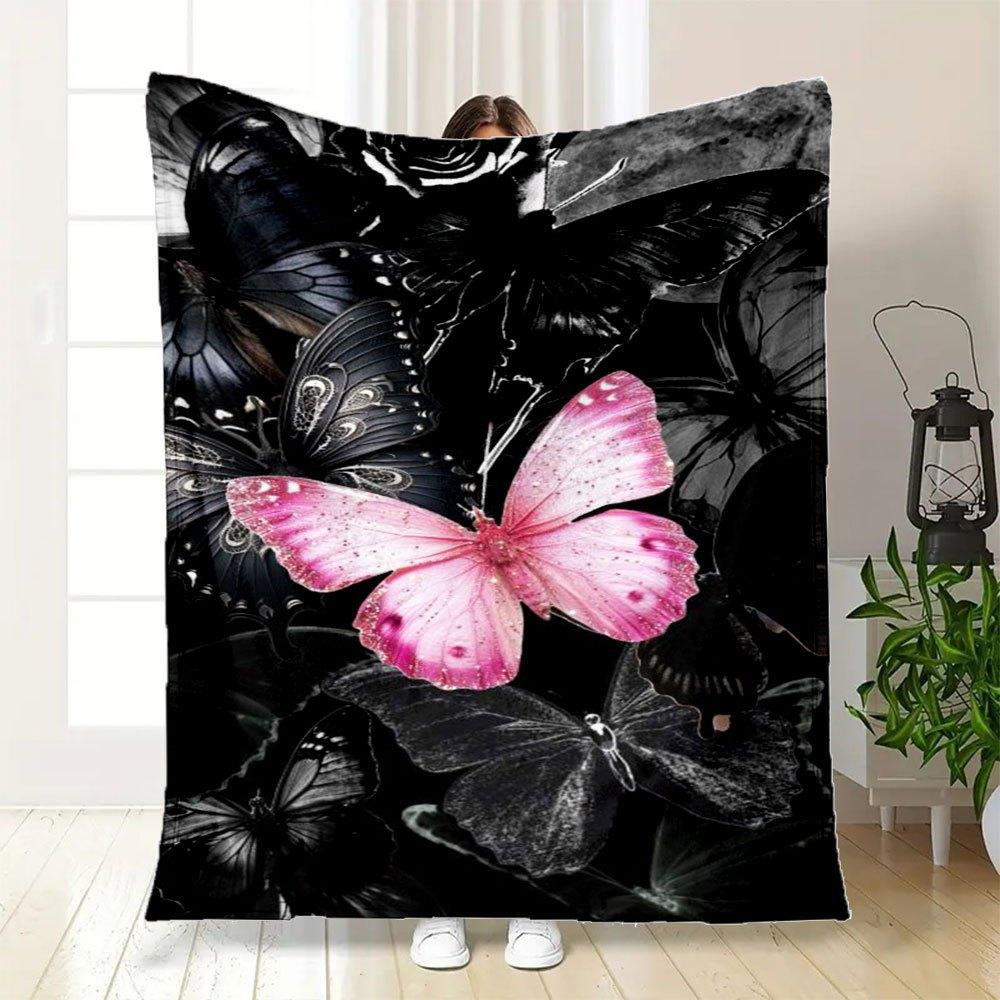 Pink Butterfly Phone Wallpaper HD - Black Butterfly Backgrounds for iPhone & AndroidBlanket Flannel Throw Blanket for Sofa, Bed, Travel, Cam