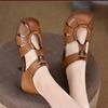 Leather Roman sandals women's summer 2025 new thick heel bag head hollow women's shoes low heel mother shoes hole shoes women