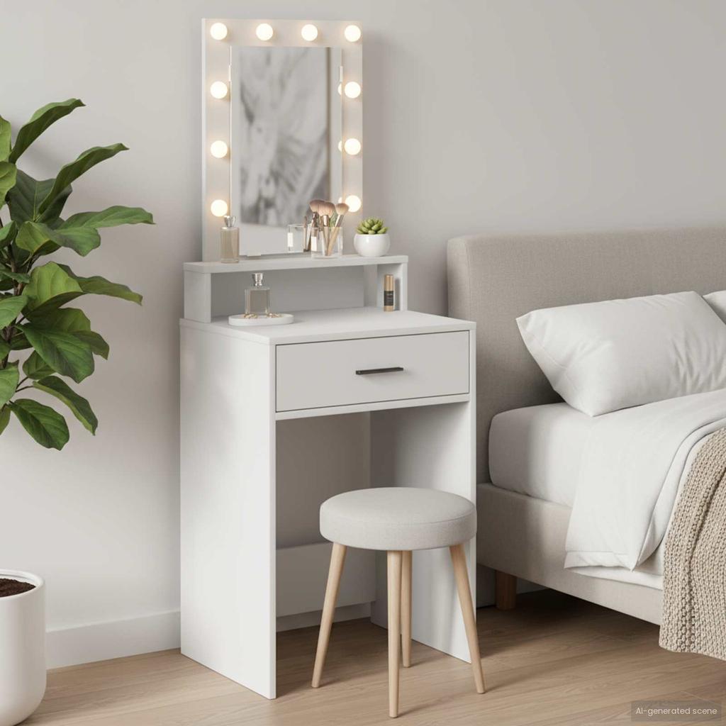 Makeup Table with Drawers White 50 x 41 x 140 cm Engineered Wood