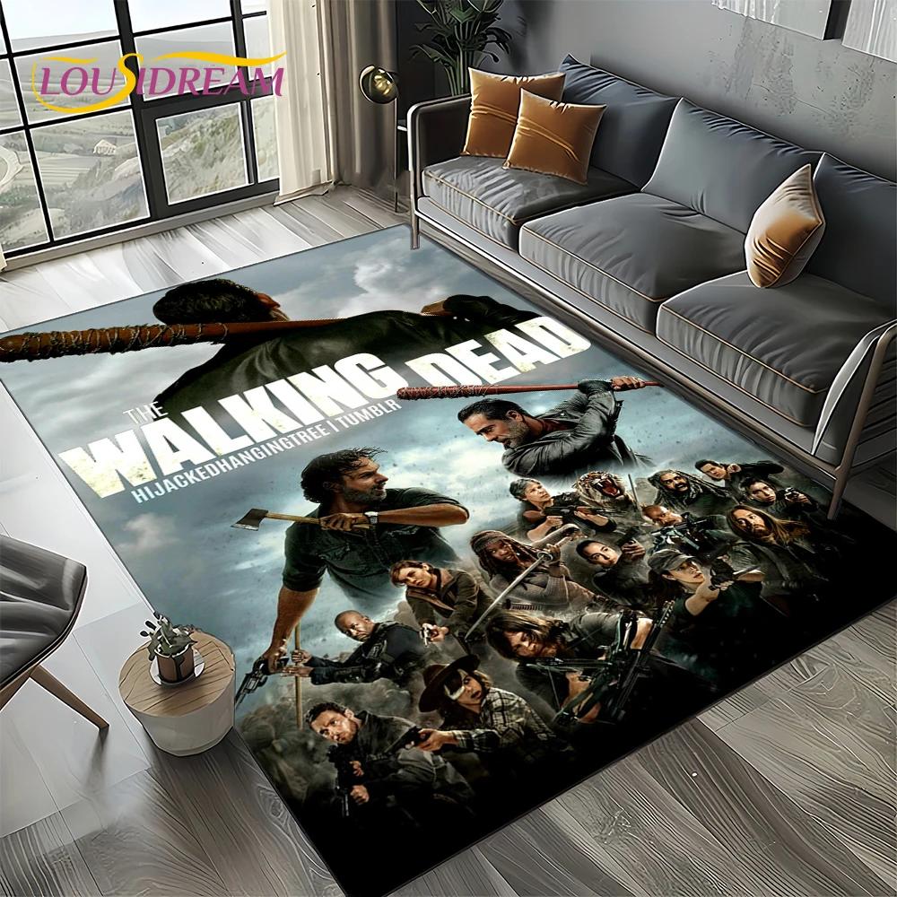 TWD Walking Dead Rick Daryl Horror TV Teppich für Wohnzimmer Schlafzimmer Haus Sofa Dekoration, Kinderteppich rutschfeste Bodenmatte