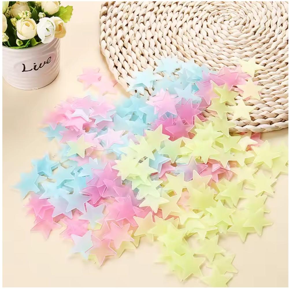 100Pcs Luminous Wall Stickers Glow In The Dark Stars Stickers For Kids Baby Rooms Colorful Fluorescent Home Room Decor Decals