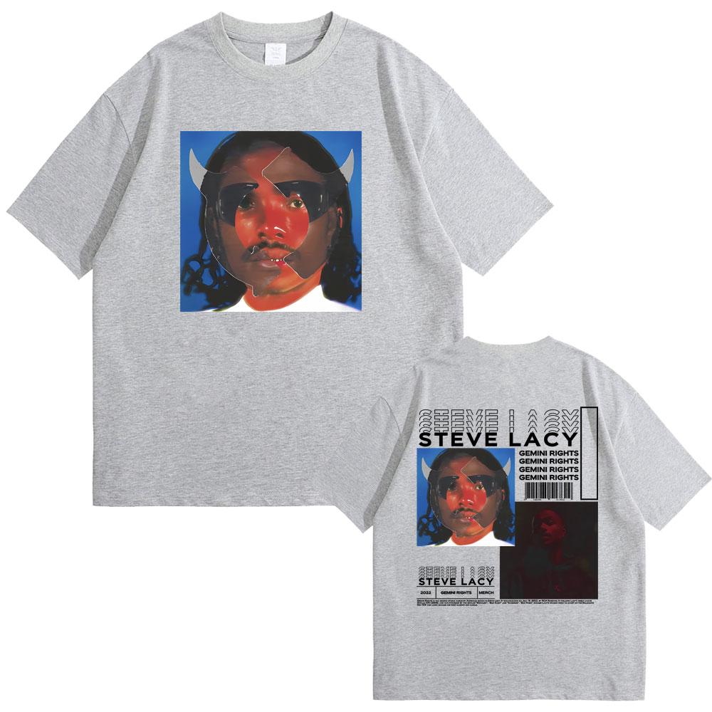 Rapper Steve Lacy Gemini Rights Album Cover Doppelseitiger Druck T-Shirt Unisex Hip Hop Oversized T-Shirt Unisexs Mode Vintage T-Shirts