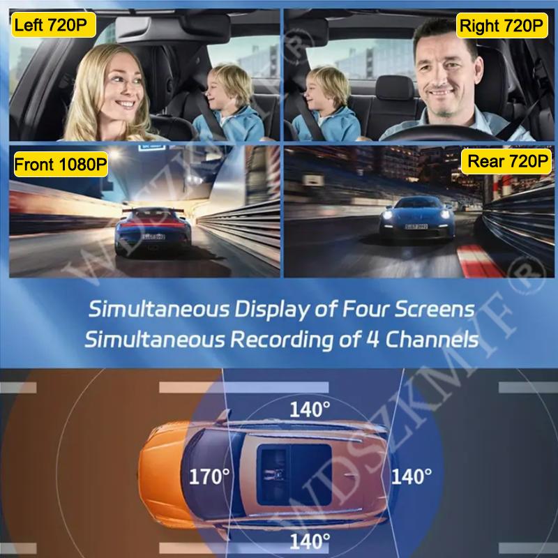 1080P Video Recorder WIF Dash Cam 3/4 Lens Car DVR 360 Degrees Front left right Rear view camera Black Box Dvr Car Assecories