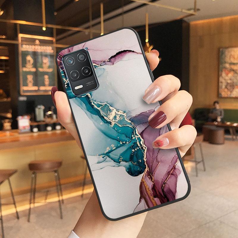 Blaue Marmor-Telefonhülle für OPPO Realme 8 7 6 5 C3 C21 C20 C21Y C11 X50 X3 SuperZoom F19 A94 A74 A91 A53S A54 A15 A11