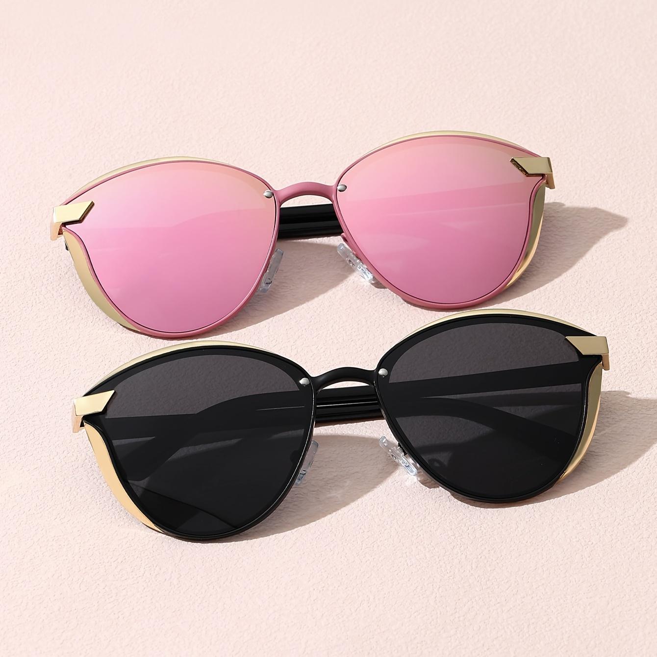 

New 2pcs Women S Round Frame Classic Retro Style Polarized Sunglasses, Comes with Perfect for Outdoor Vacations Beach Parties
