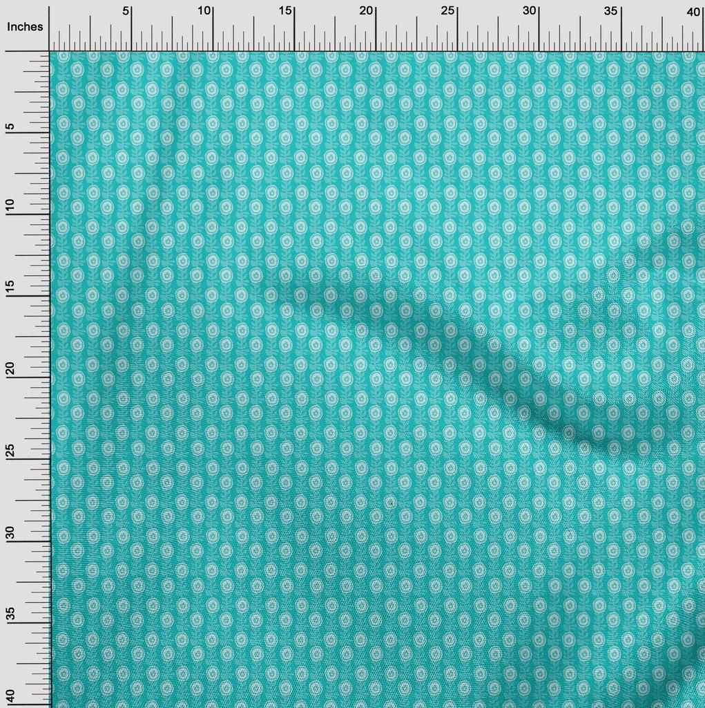 oneOone Cotton Flex Fabric Leaves & Floral Block Printed Craft Fabric BTY 40 Inch