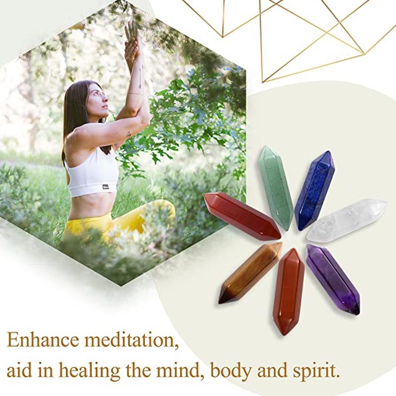 50Pcs Natural Crystal Stone Double Pointed Amethyst Column Carving Gemstone Reiki Healing Ornament Home Decor Collectibles Gift