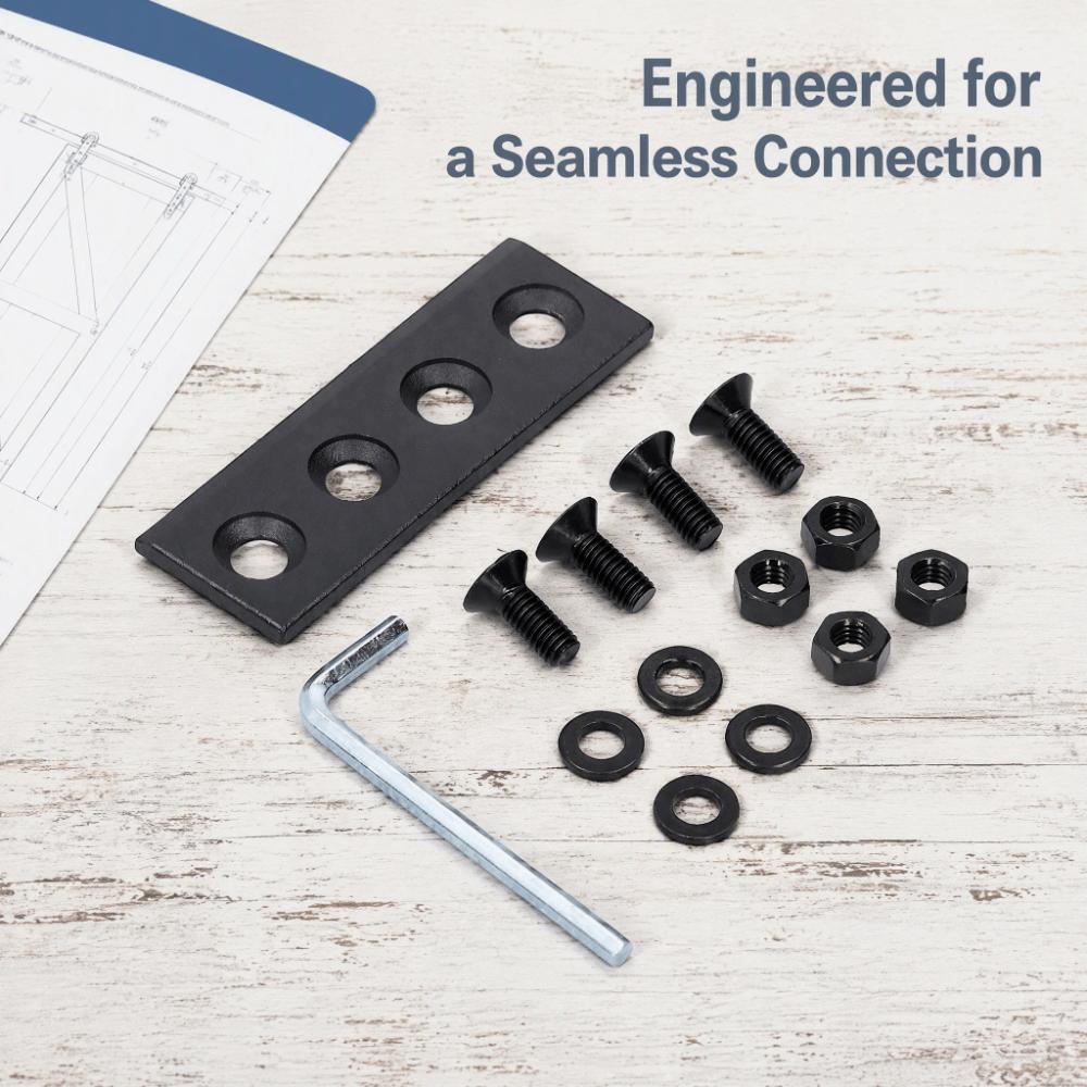 Carbon Steel Barn Door Track Connector Easy Install Sliding Door Hardware Kit TV Wall Mount