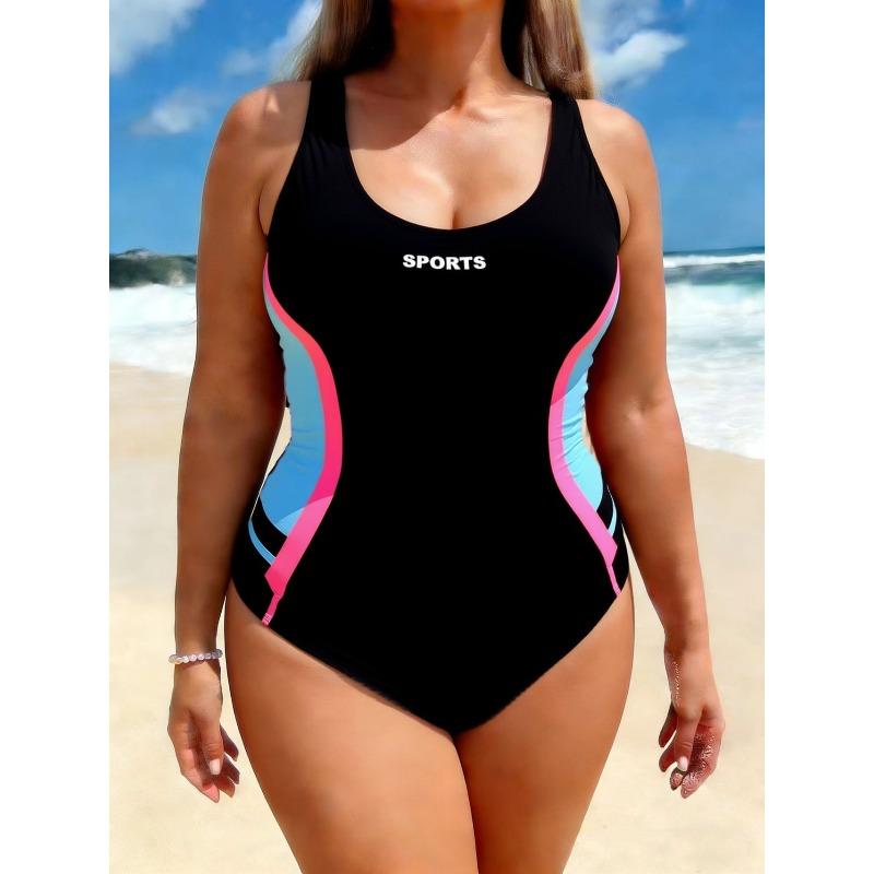 One-piece Plus-size One-piece Swimsuit for Women, Printed Women's Slightly Fat Meat-covered Racing Swimsuit