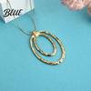 Exaggerated Circle Pendant Necklace Lady Double-layered Hoop Penant Sweater Chain
