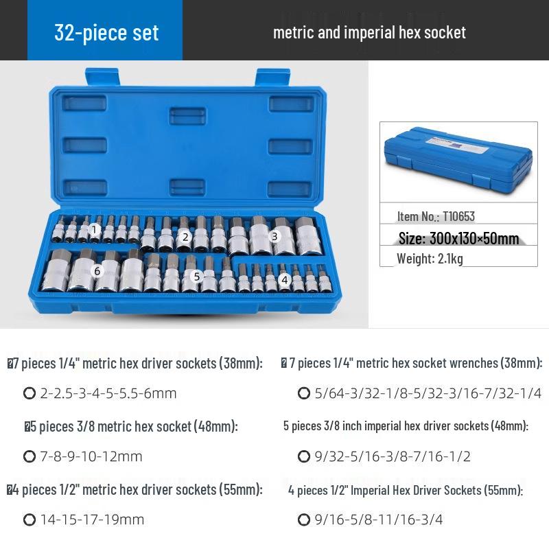 1/2" Electric Hex Socket Wrench and Screwdriver Bit Set
