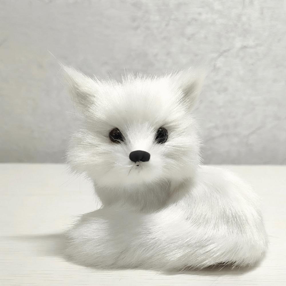 Artificial Animal Plush Fox Doll Toy Mini Squatting Sitting Fox Model  Window Display