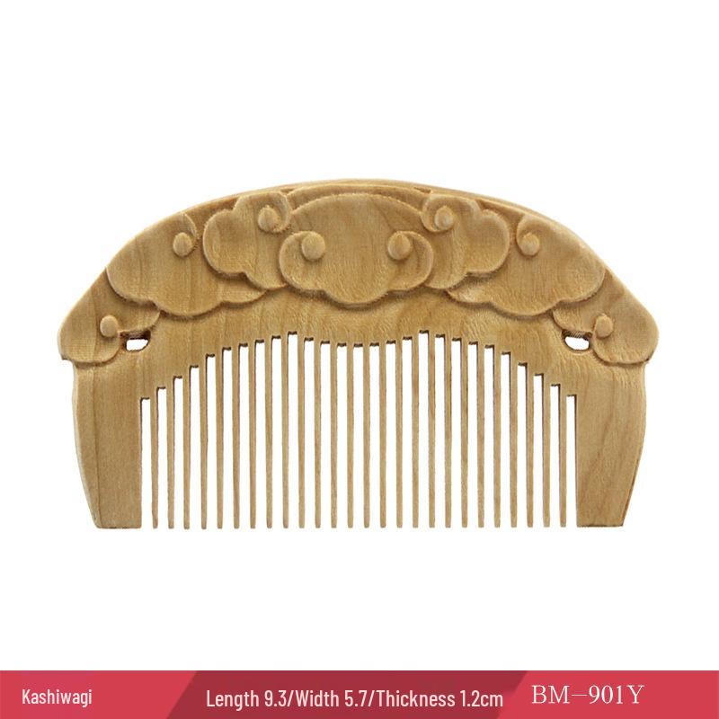 

Фиолетовый сандал Двусторонняя карманная расческа с резьбой в виде благоприятных облаков, антистатическая, массажная.