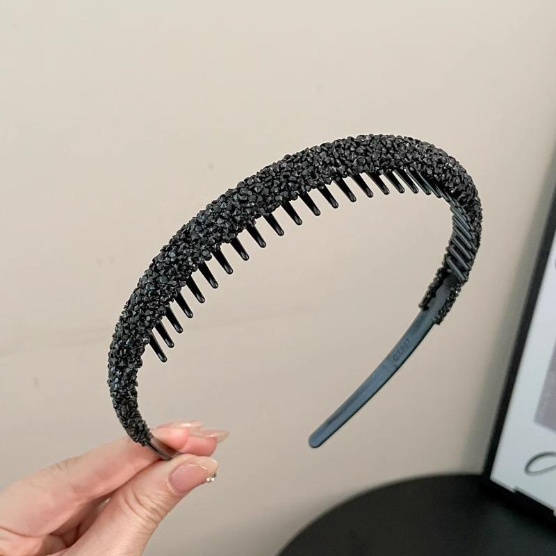 Nonslip Toothed Elastic Rhinestone Hair Hoops Glitter Trendy Hair Accessories for Women Graduation Ceremony Use