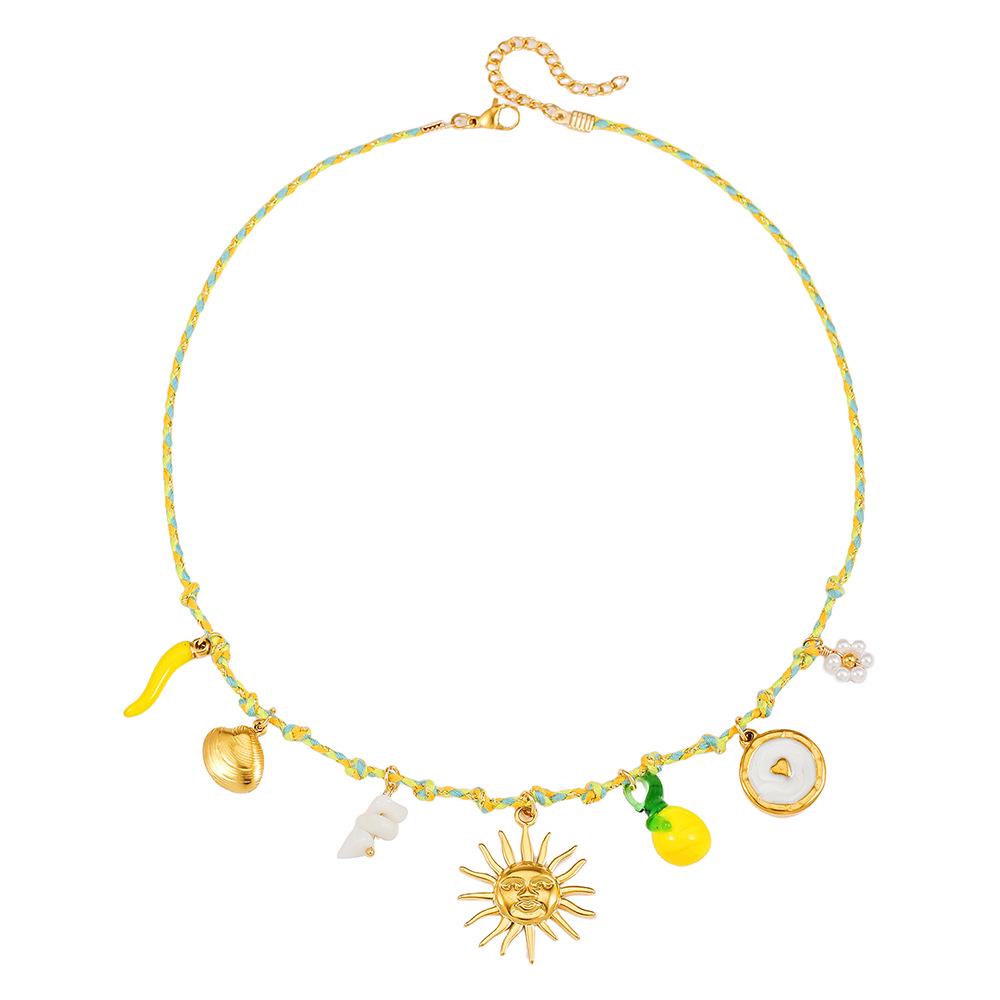 Summer Starfish & Pearl Heart Sea Turtle Pendant Necklace - Dopamine Stainless Steel Clavicle Chain