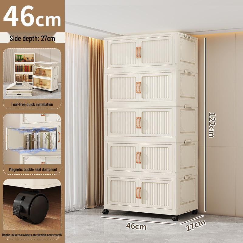 Premium Foldable Toy & Clothes Storage Cabinet - No Assembly, Multi-Layer, Large Capacity