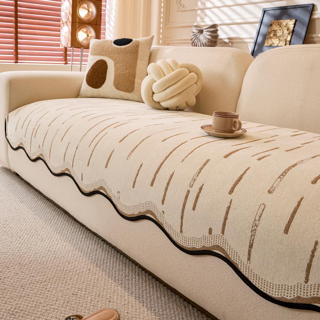 1pc Irregular Jacquard Design with Plush Edge Sofa Cushion, Anti Slip Design - Suitable for Bedroom, Office, Living Room Home Decoration Furniture