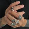 5Pcs/Set  Creative Personalized Stars Open Rings For Men Goth Adjustable Knuckle Ring Jewelry