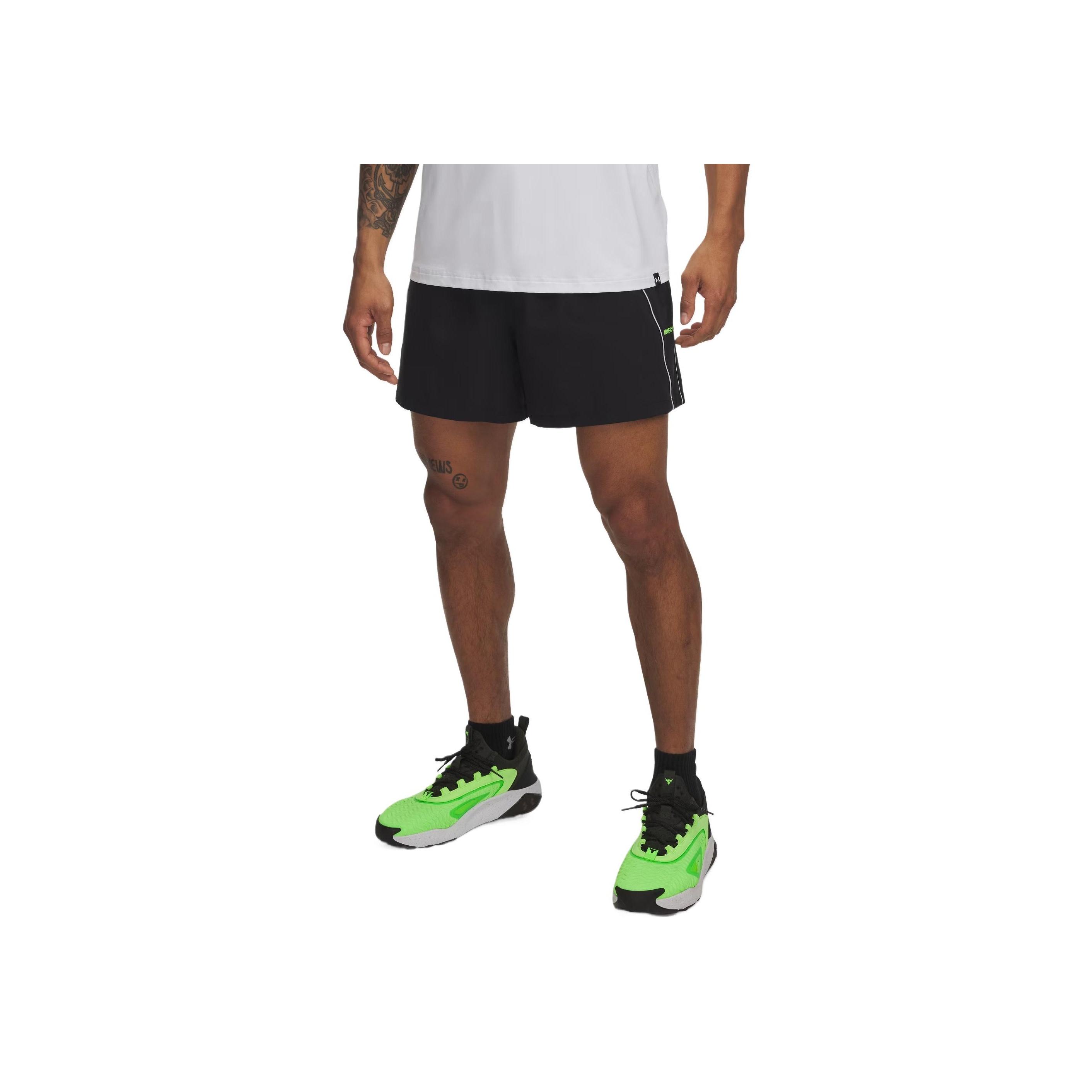 

Under Armour Project Rock Loose Fit Drawstring Waist Three-Quarter Sports Shorts Men shorts Black 1389957-001 XL