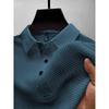 New Summer T-shirt Paul Short Sleeved Mesh Ice Silk Men's Fashion Casual Shirt Collar Solid Color