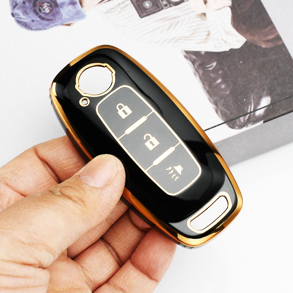 Gold Edge Soft TPU Auto Keyless Remote Key Case Holder Cover for Nissan Juke Teana Altima Ariya X-trail T33 Kicks Qashqai J12